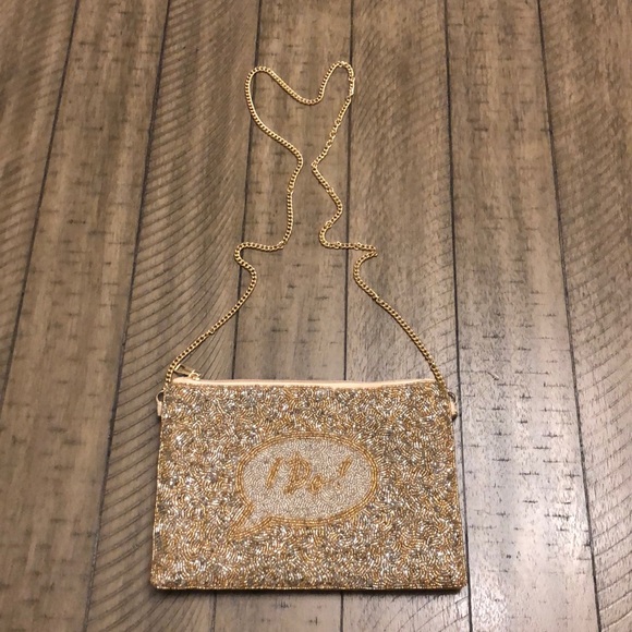 Beautiful Beaded I Do Shoulder Bag Bride by Versona NWOT BLING wedding party - Picture 1 of 8